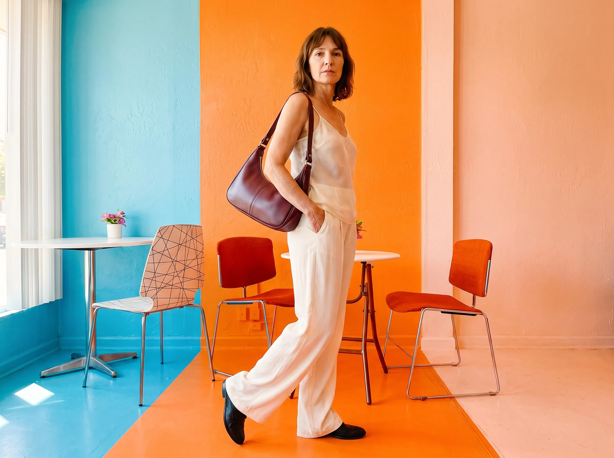 Chelfy Agency campaign with the burgundy bag