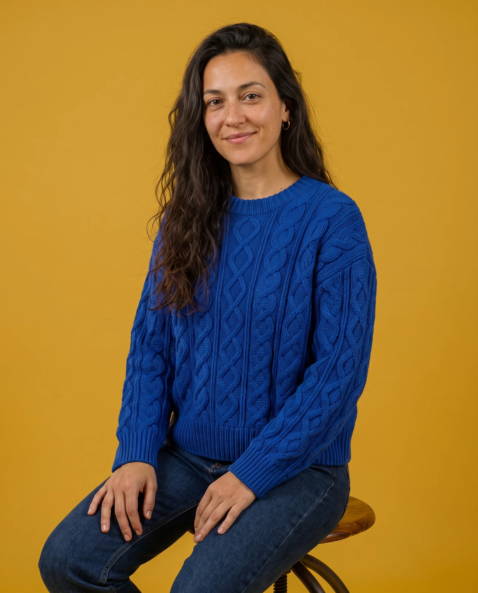 Cobalt jumper photographed with Chelfy Studio