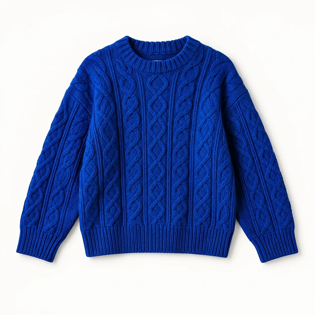 Cobalt cable-knit jumper source product